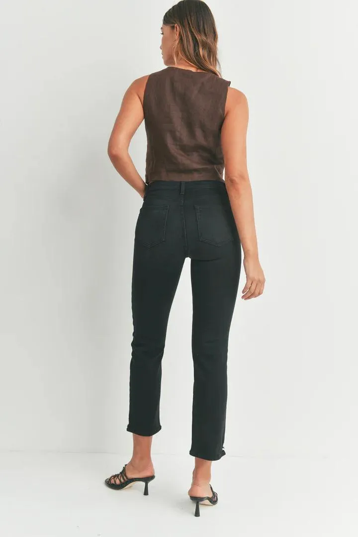 Just Black Slim Straight Distressed Jeans Elasticized Cuffs