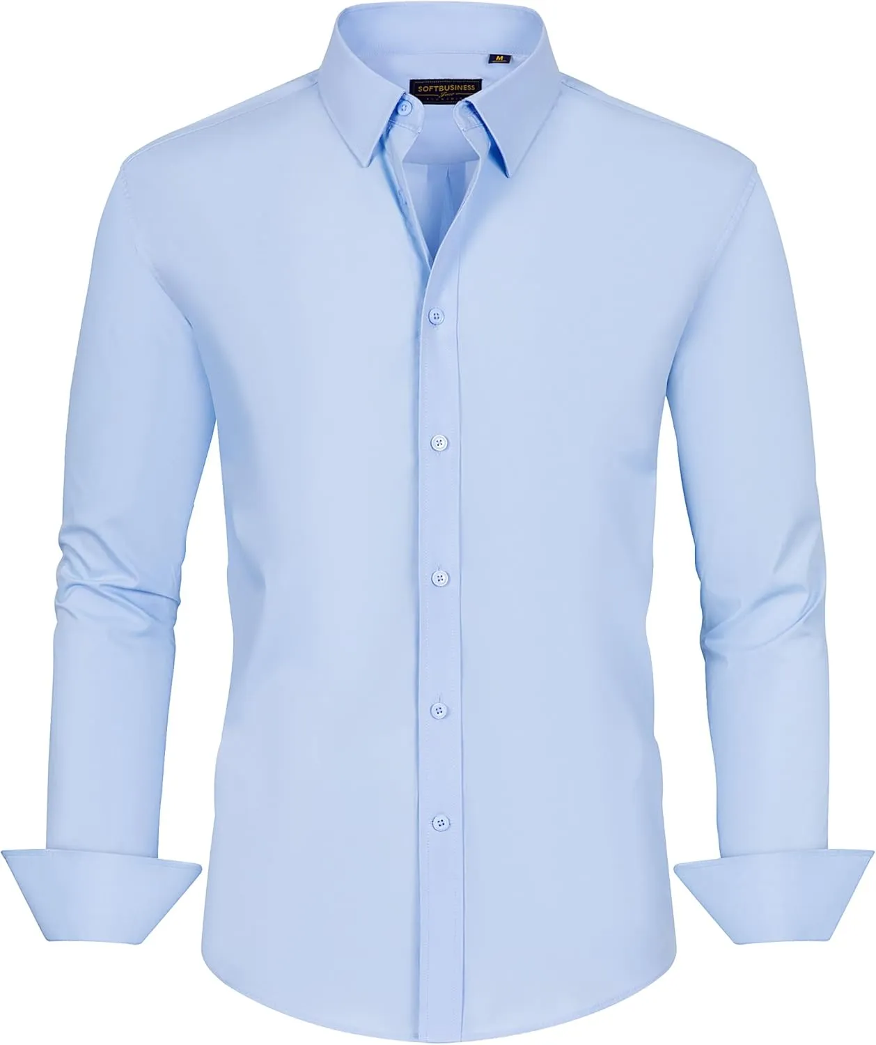 J.VER Men's Dress Shirts Stretch Stain Shield Long Sleeve Solid Formal Shirt Business Casual Button Down Shirts
