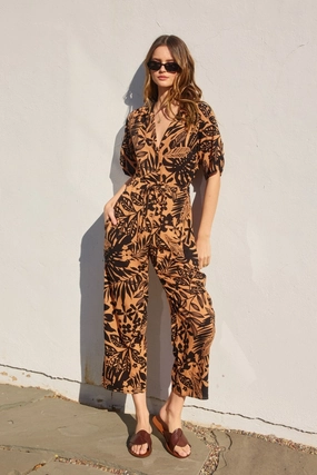 Hot Premium Everyday Versatile KAILANI TWO-TONE FLORAL PRINT JUMPSUIT