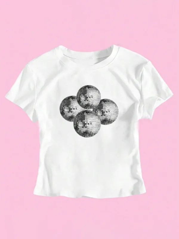 Kathryn New Arrivals Women's New Street Fashion Round Neck T-shirt Letter Printed Navel Short Sleeve