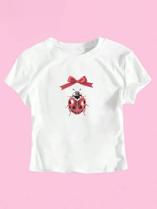 Kathryn New Arrivals Women's New Street Fashion Round Neck T-shirt Letter Printed Navel Short Sleeve