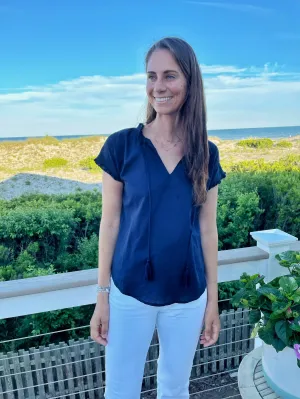 ribbed texture Kensington Top Solid Navy