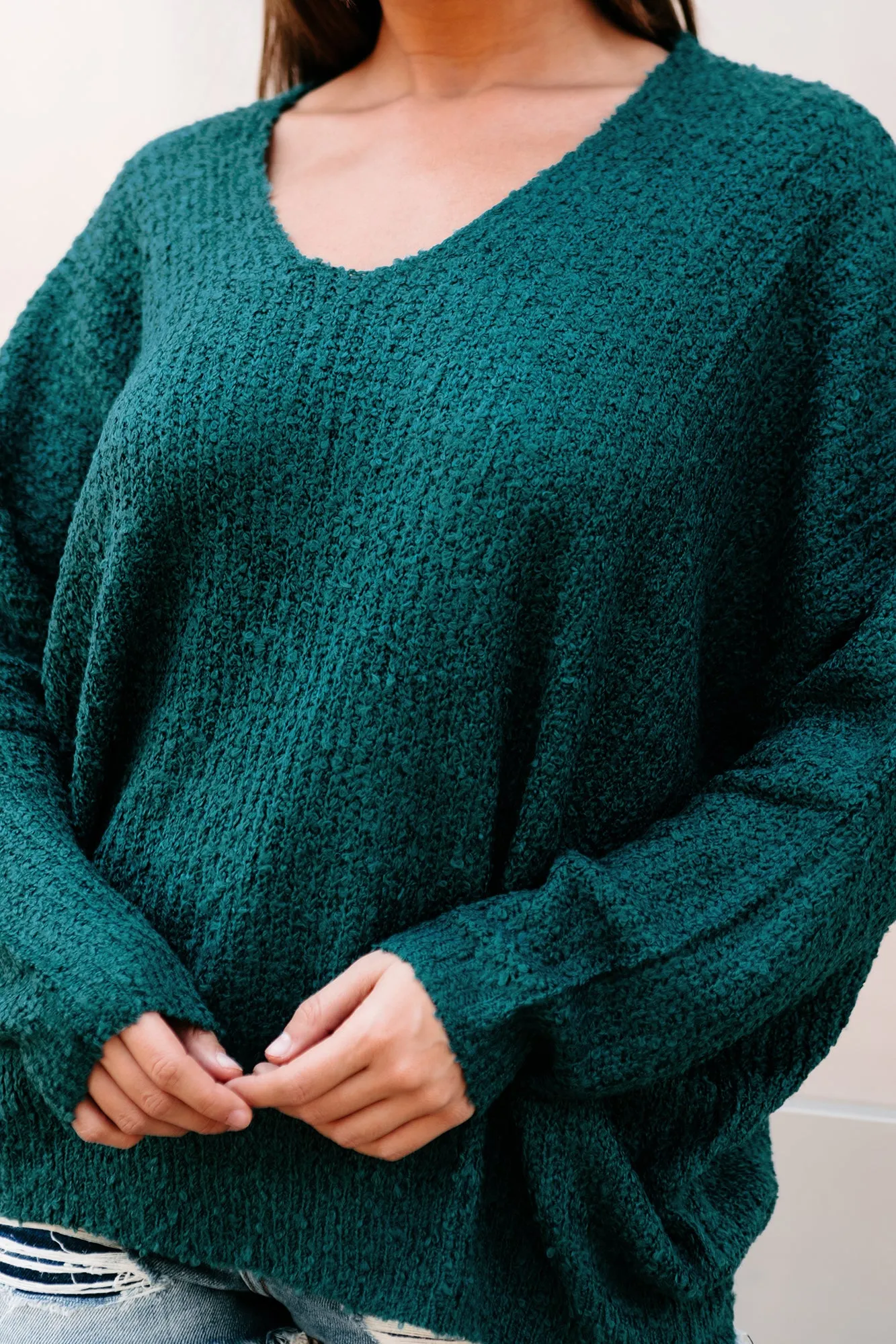 Kimberly Oversized Dolman Sleeve Knit Sweater (Teal)