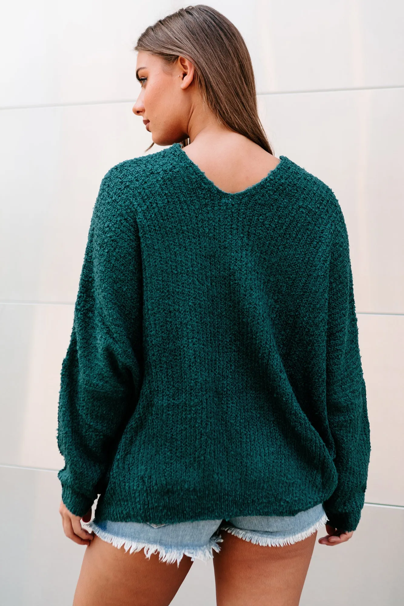 Kimberly Oversized Dolman Sleeve Knit Sweater (Teal)