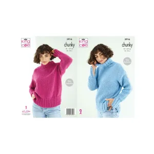 King Cole Chunky Sweater Knitting Pattern 5916