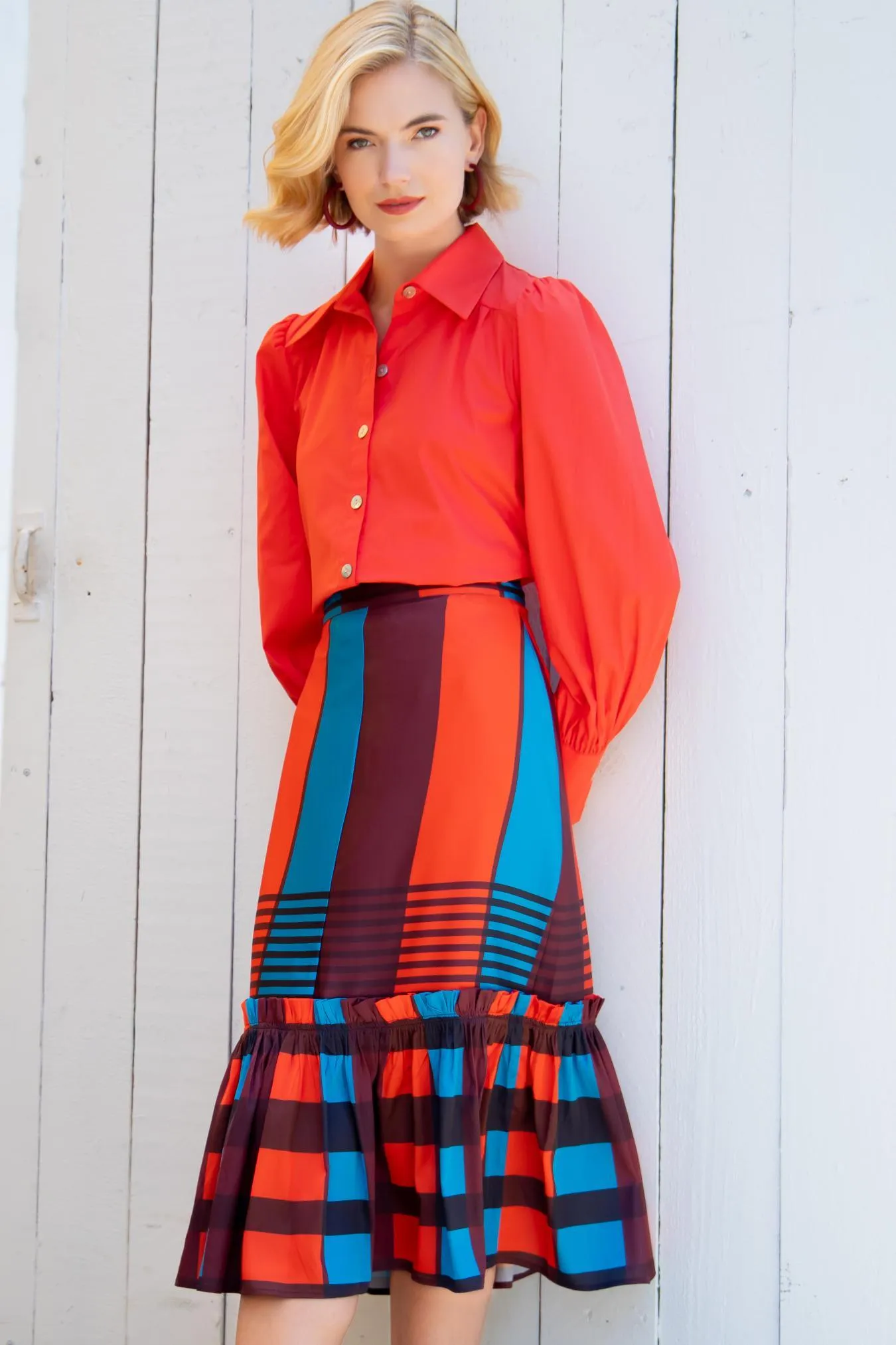 Neutrals Only Flounced Midi Skirt
