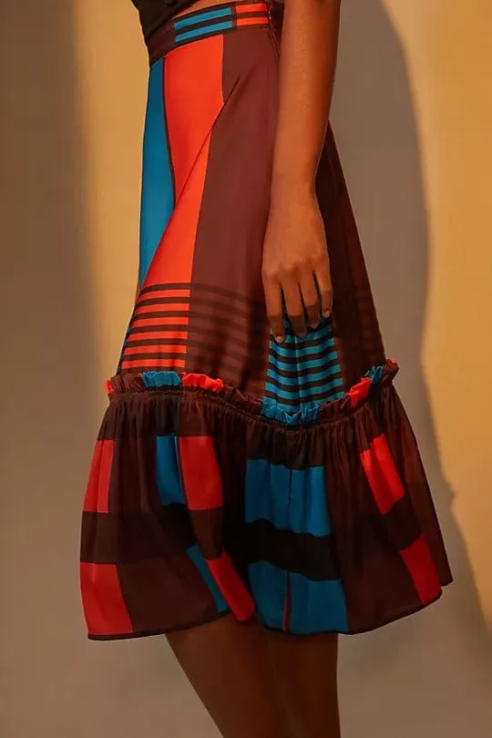 Coordinated Set Low Rise Flounced Midi Skirt
