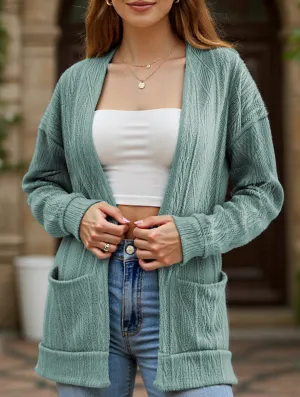 Everyday Comfort Wear Knitted drop shoulder double pocket cardigan