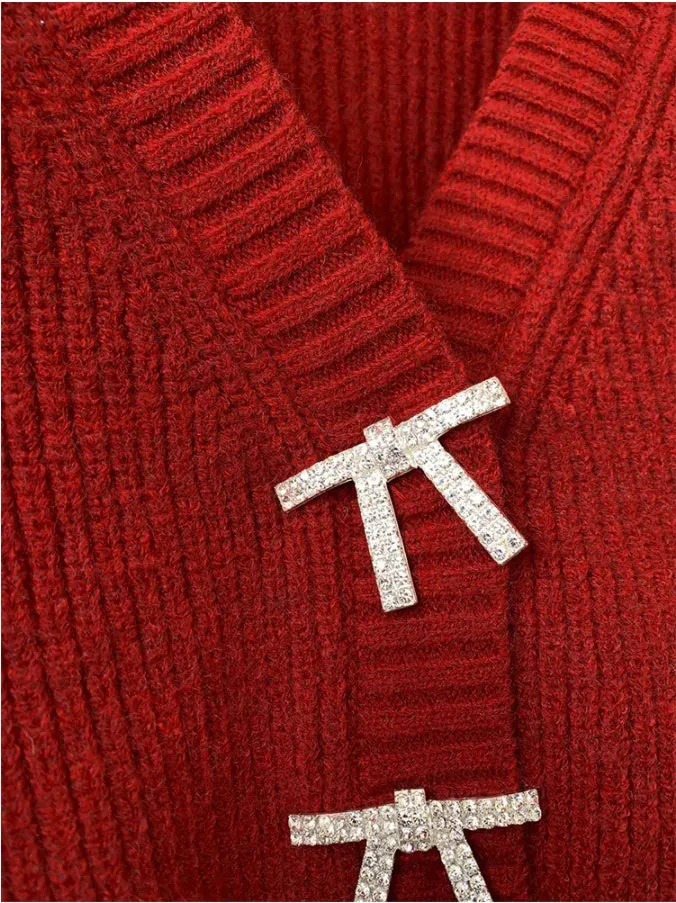 Knitted Long Sleeve Short Women Cardigan