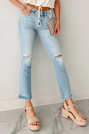 Koa Kick Flare Distressed Kancan Jeans (Light) Anti Pilling Finish Fit Comfort