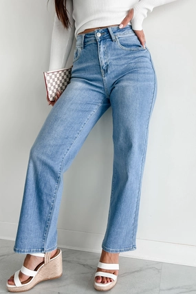 RecycledPolyester Korbin High Rise Non-Distressed Straight Jeans (Medium)