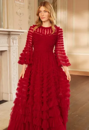 Wrap Glow Vibrant Aesthetic La Vie En Rose Round Neck Gown