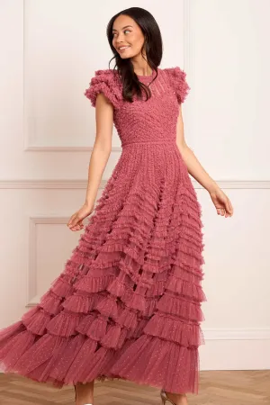 Stylish Pick La Vie En Rose Round Neck Short Sleeve Gown