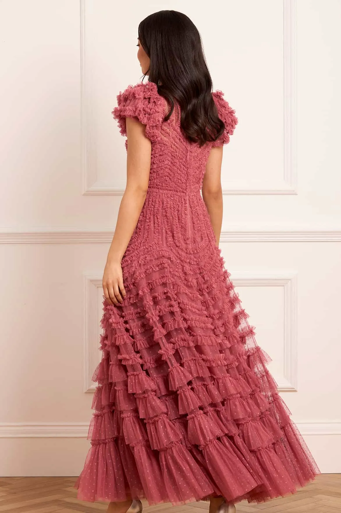 UV-Resistant La Vie En Rose Round Neck Short Sleeve Gown