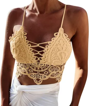 Lace Bralette for Women Camisoles Crop Top Lace Bralettes for Women Bralette Lace Bandeau Bra Belle Tops for