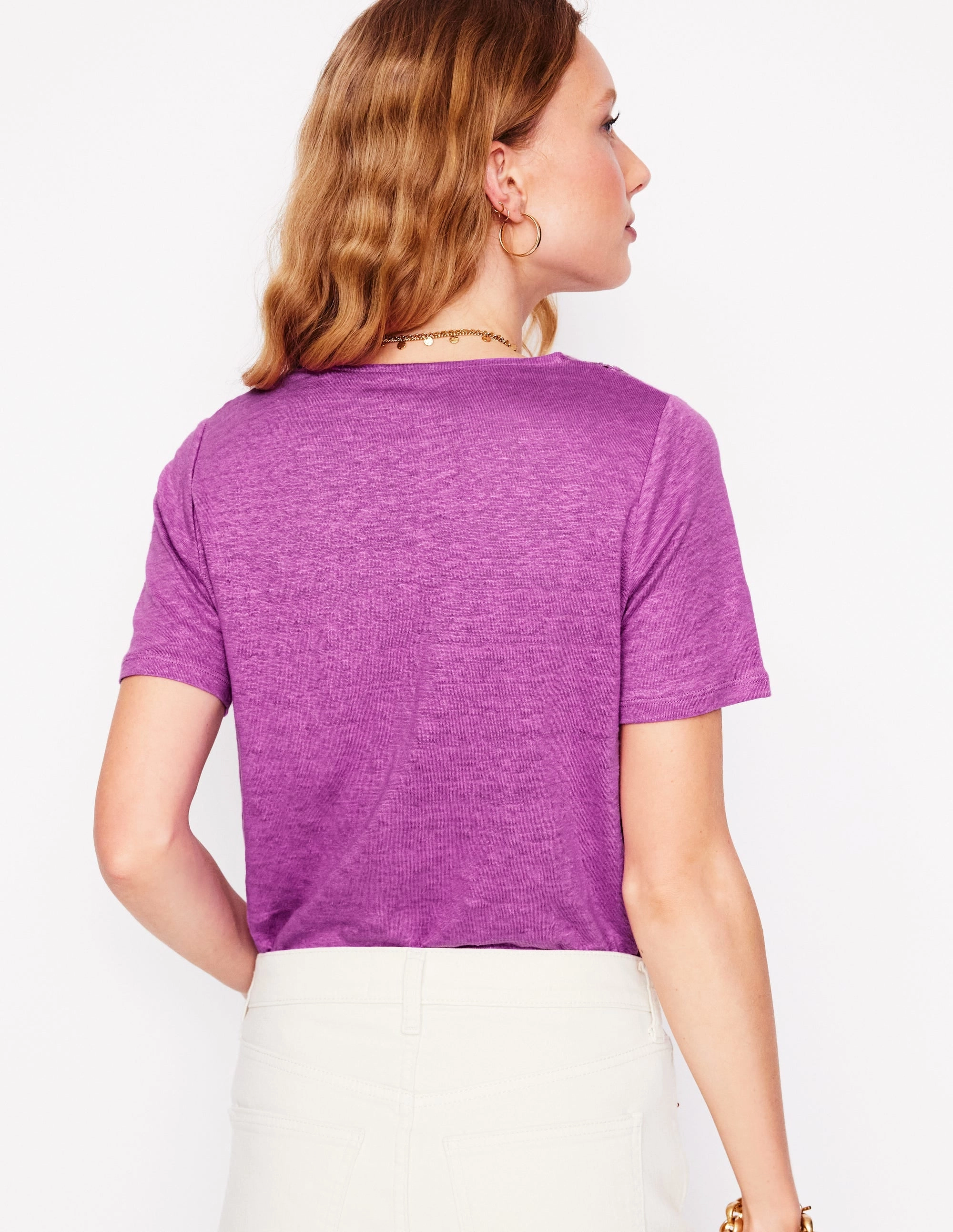 Lace Trim Linen T-shirt-Liatris Eco Friendly Dye Process GarmentWashed Softness
