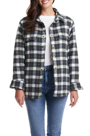 Ladies Shacket Nantucket Flannel Windowpane MicrofiberTech