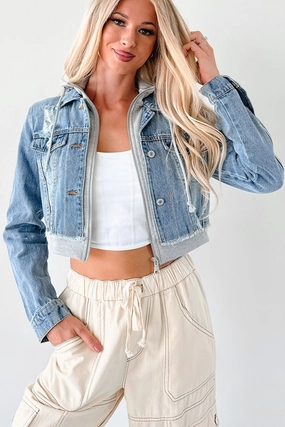 Chill Control Late Night Feelings Layered Denim Jacket (Blue/H. Grey)