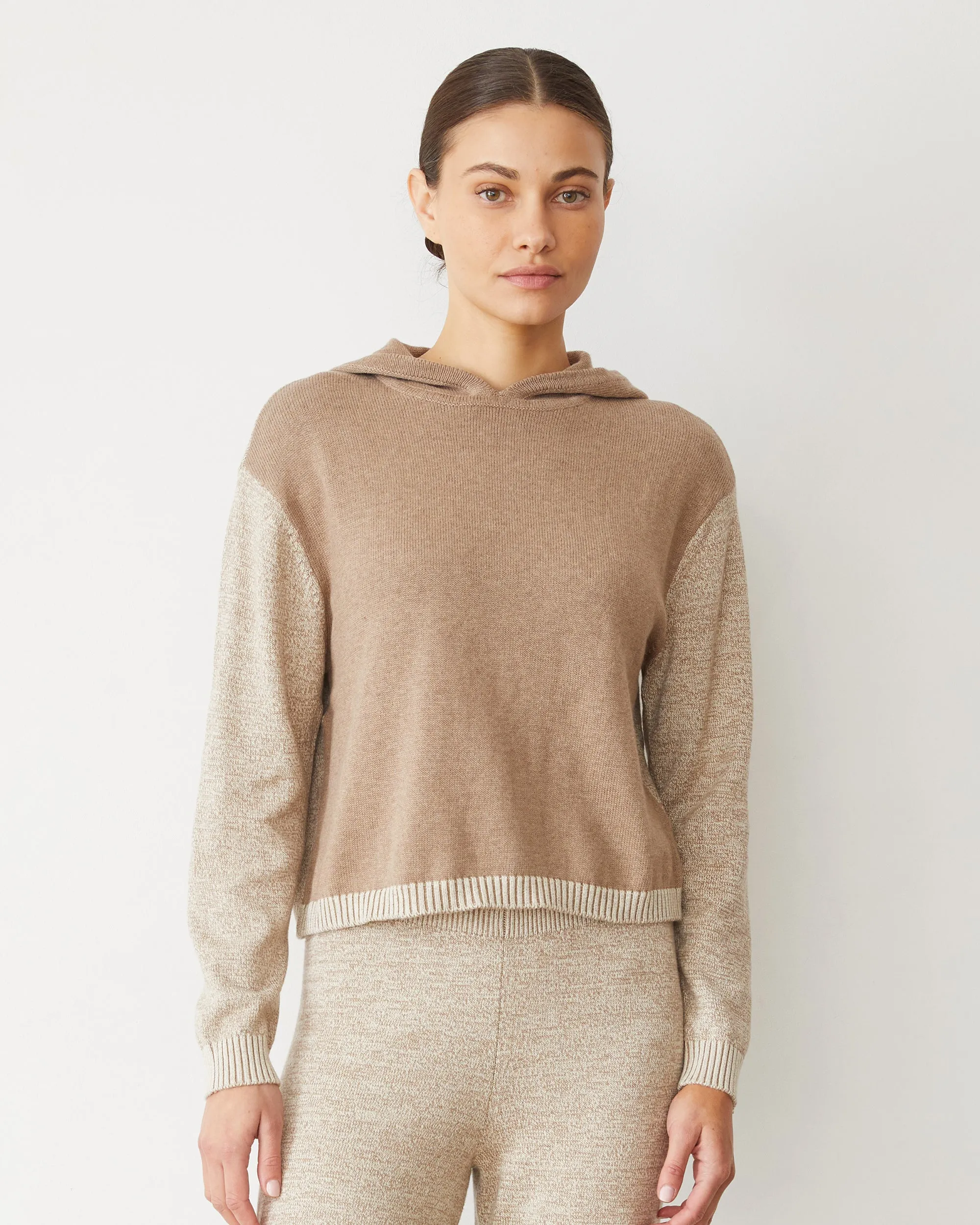 Korean Mood Poised Vibe Organic Cotton Cashmere Hooded Sweater