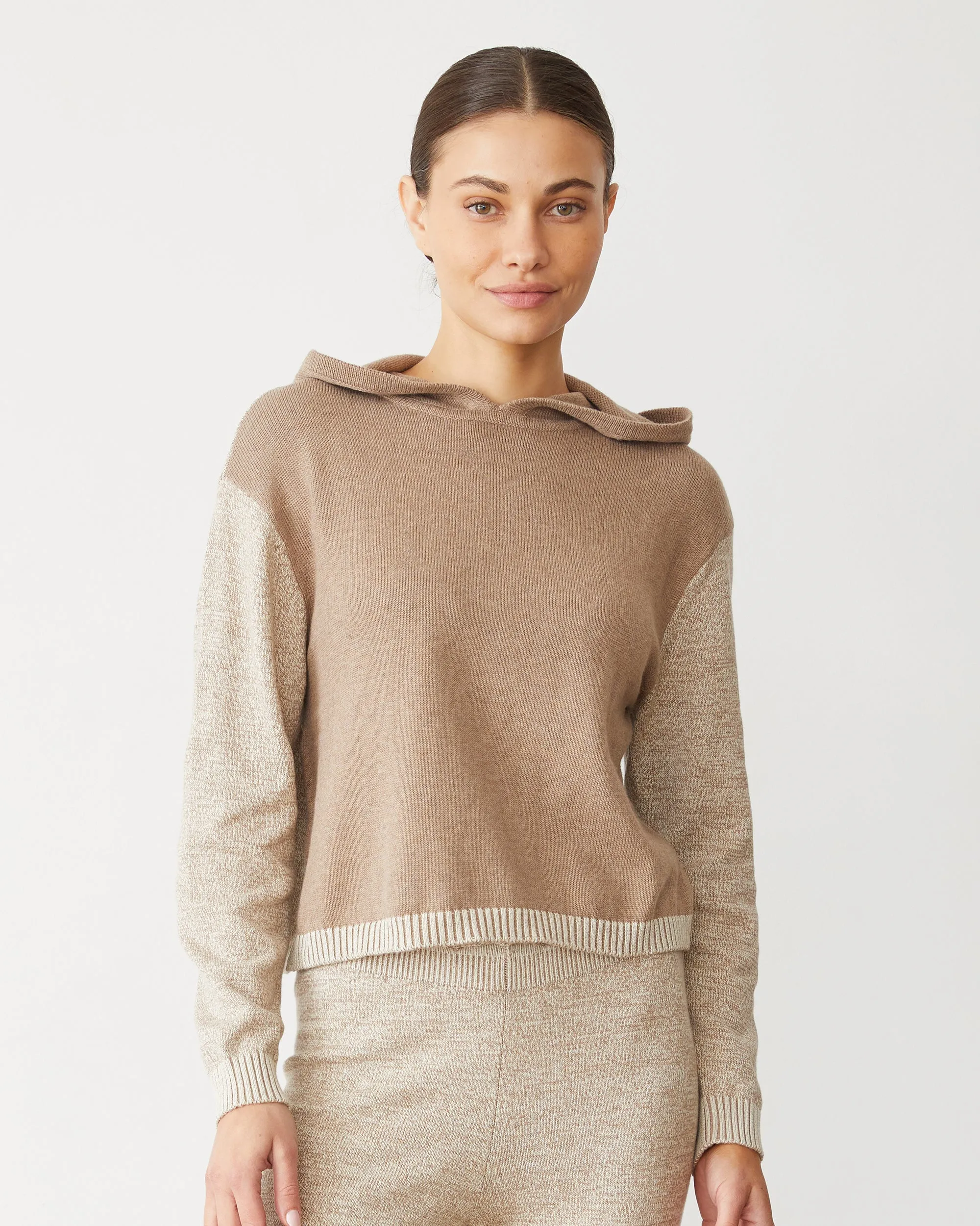 Organic Cotton Cashmere Hooded Sweater Floral Swing Neutral Finish