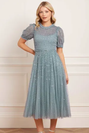 Fashionable Design All-Day Fit Sequin Giselle Smocked Ballerina Dress