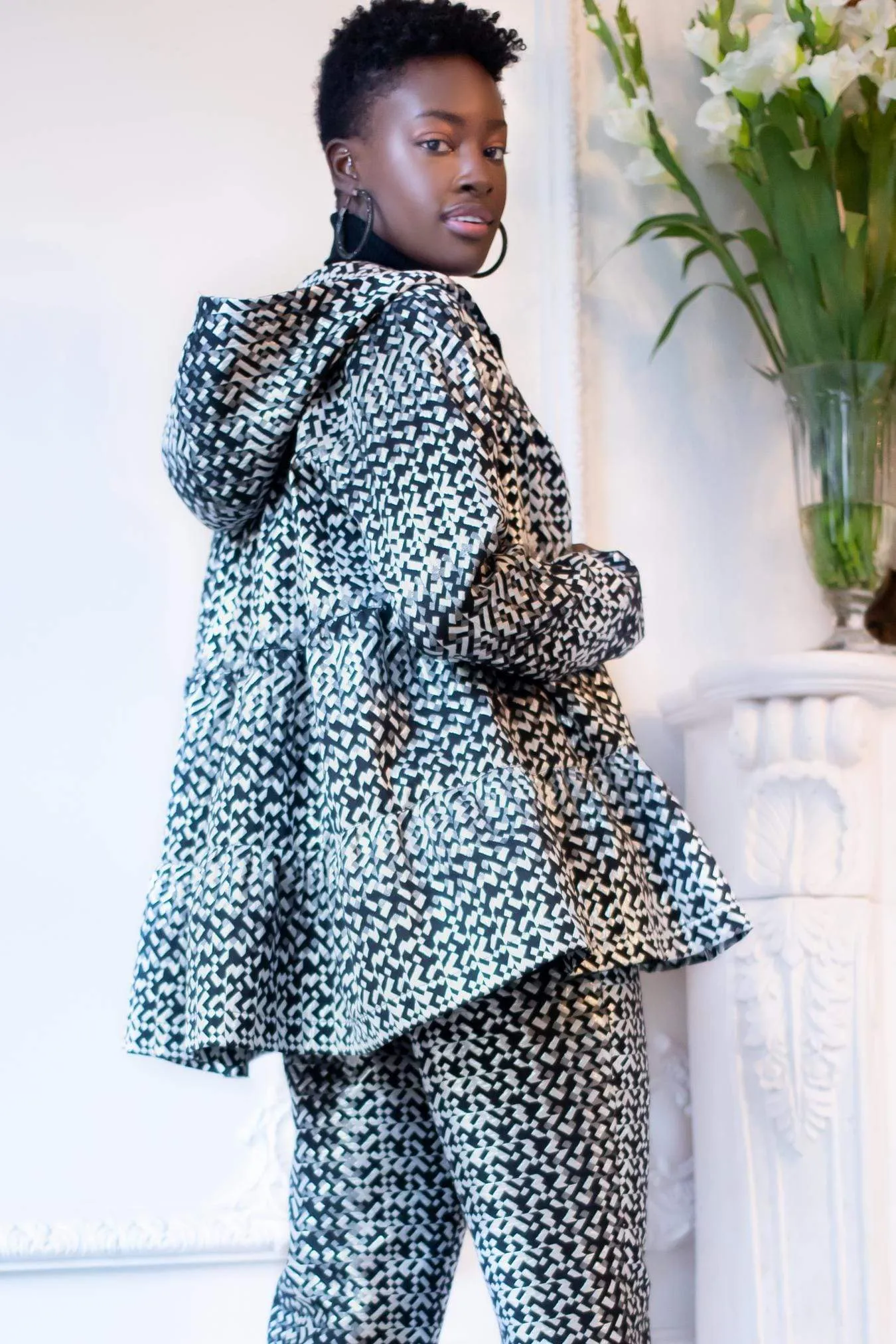 Cozy Hood Detail Green Material Maybelle Jacket - Silverado