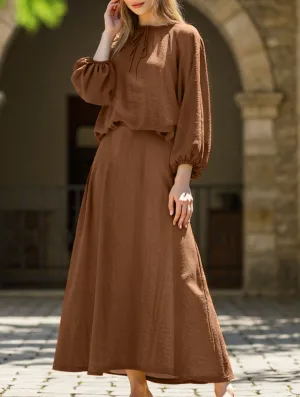 Loose top and wide skirt two-piece suit LowProfile Zipper
