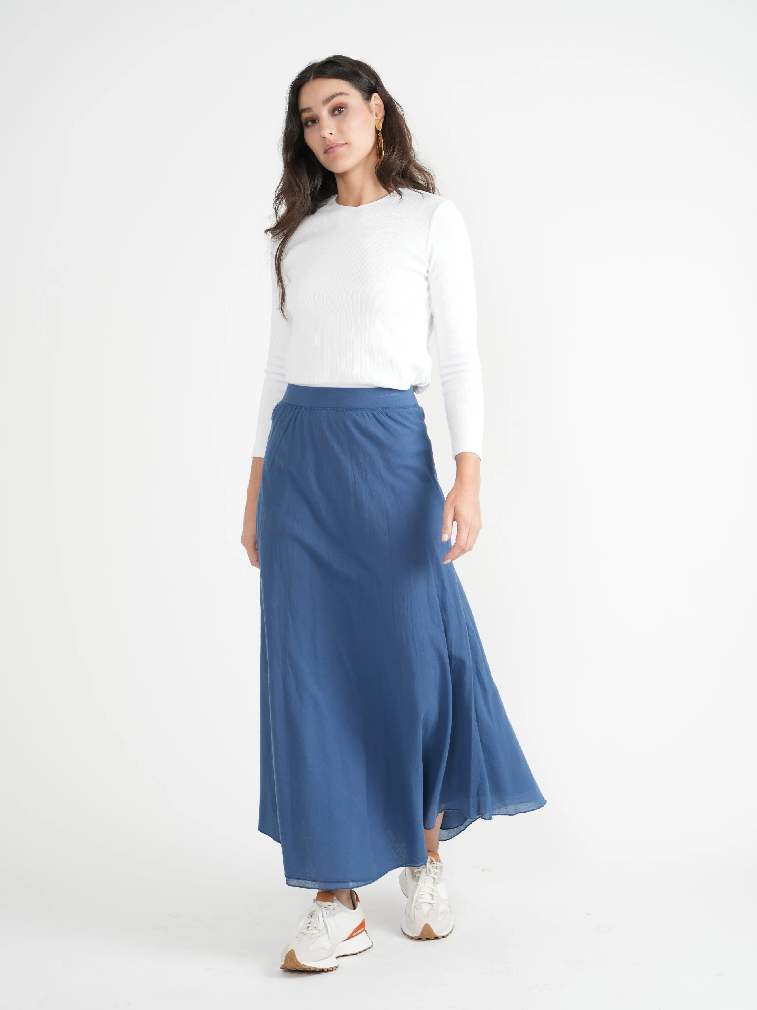 Neutral Look Red Myth Denim Maxi Gauze Skirt SB3CM8279SL