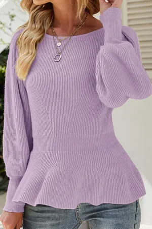 WOMEN CREW NECK LONG SLEEVE KNITTED SWEAT TUNIC DropShoulder Non Restrictive Cut