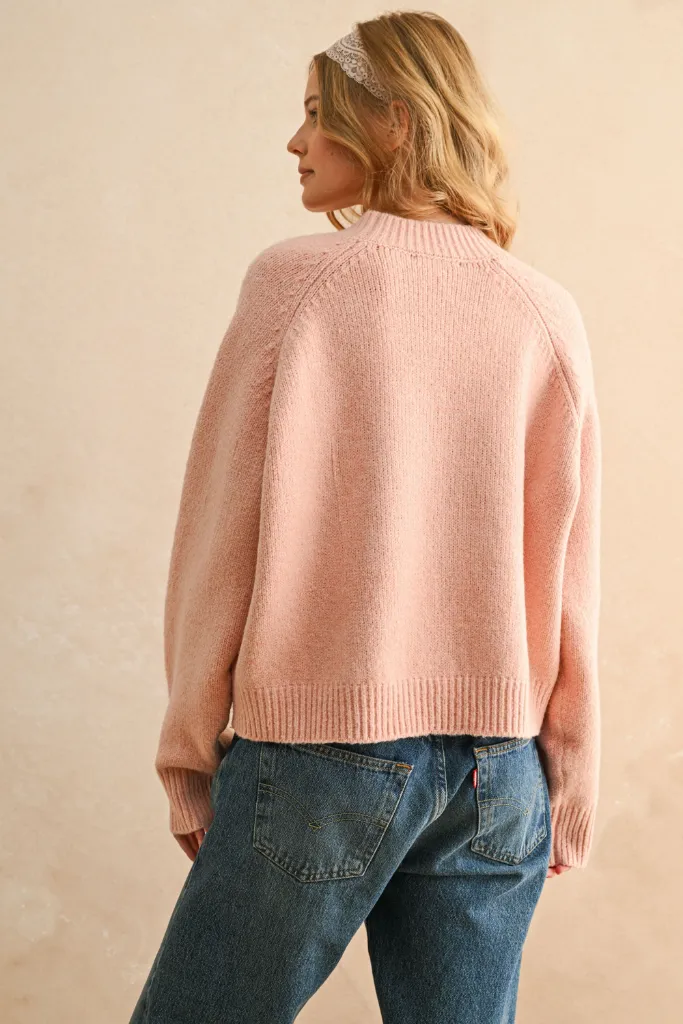 Adaptive Waistband Paris Oversized Sweater in Pink