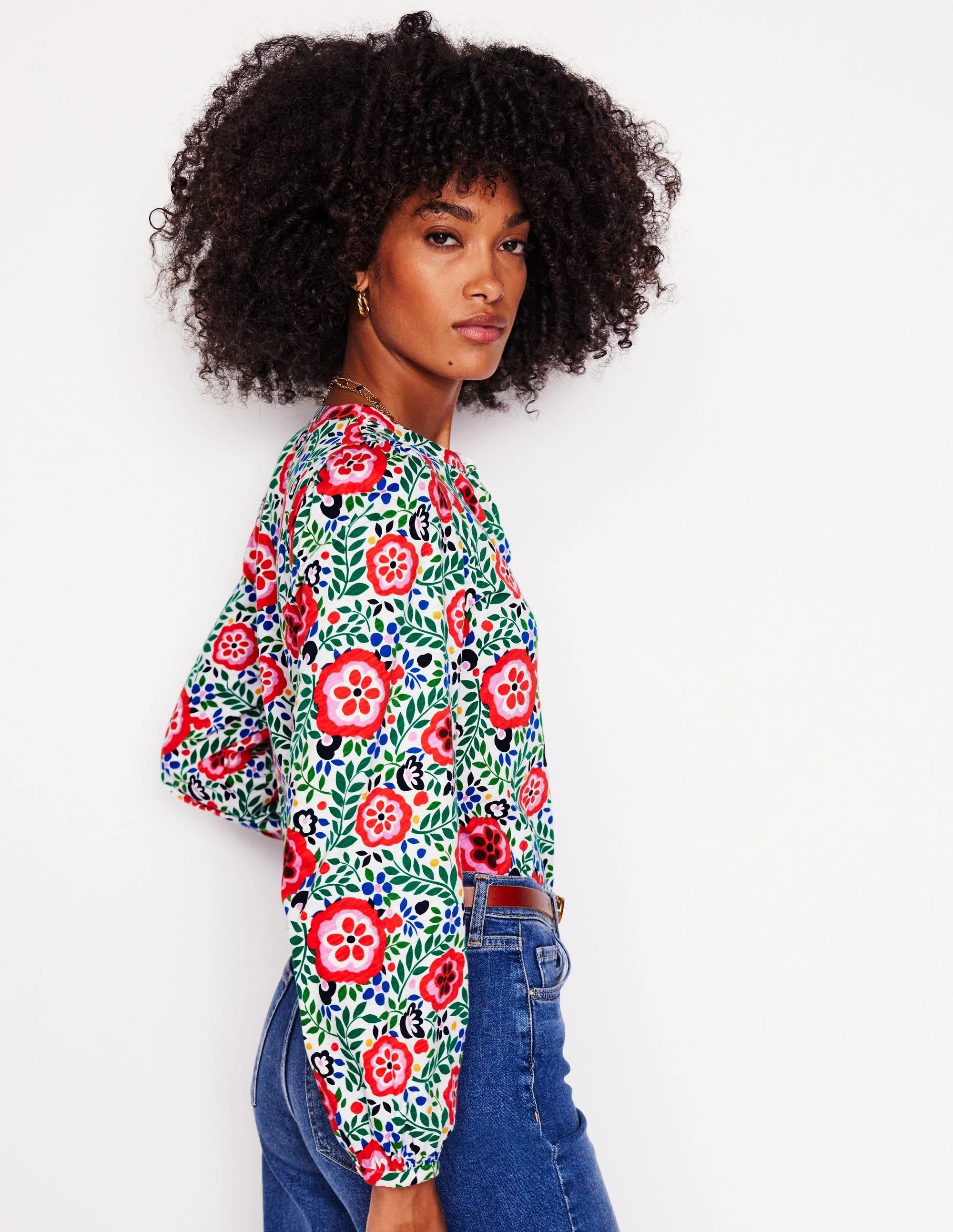 Marina Jersey Shirt-Multi, Foliage Scatter Temperature Control Fabric