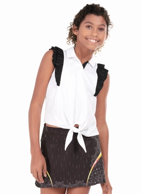WideNeckline Preppy Tie Polo