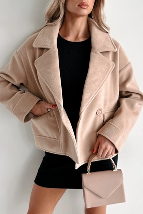 Shiloh Fuzzy Knit Jacket (Light Taupe) WaterResistantCoating Luxury Appeal