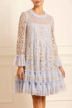 Calm Aesthetic Summer-Season Celia Long Sleeve Mini Dress
