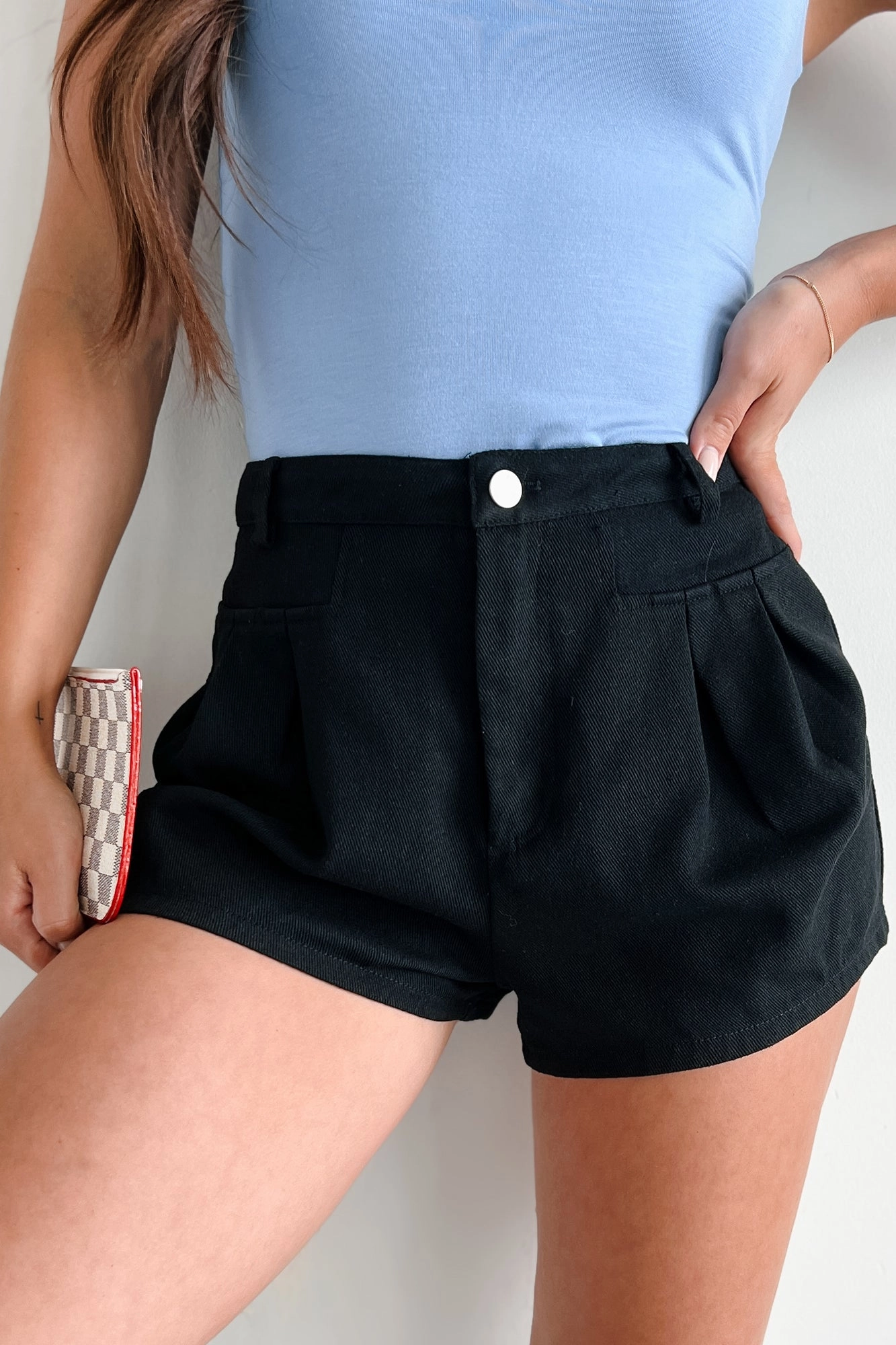 LightweightDesign No One To Blame Pleated Denim Shorts (Black)