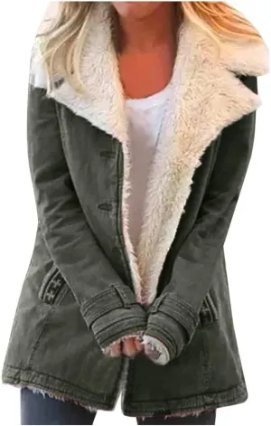 LCMTWX Fuzzy Shaggy Teddy Coats Jacket Lapel Single Breasted Long Sleeve Plus Size Outwear Coat Shaggy Warm Winter Womens
