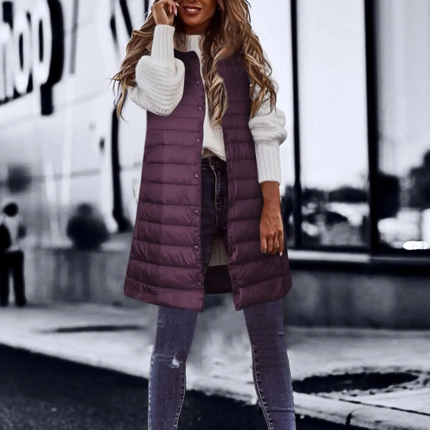 LCMTWX Red Puffer Vest Coat Vest With Hood Sleeveless Warm Down Coat With Pockets Quilted Vest Down Full-Zip Hooded Black