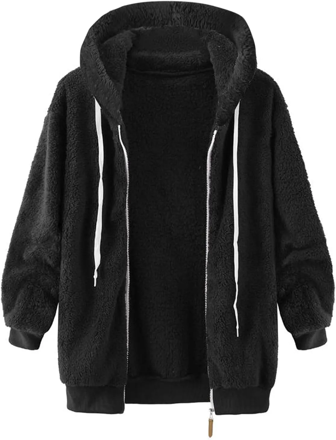 LCMTWX Winter Coats for Women 2023 Trendy Cute Hooded Pullover Sweatershirt Solid Artificial Full Zip Long Sleeve Casual