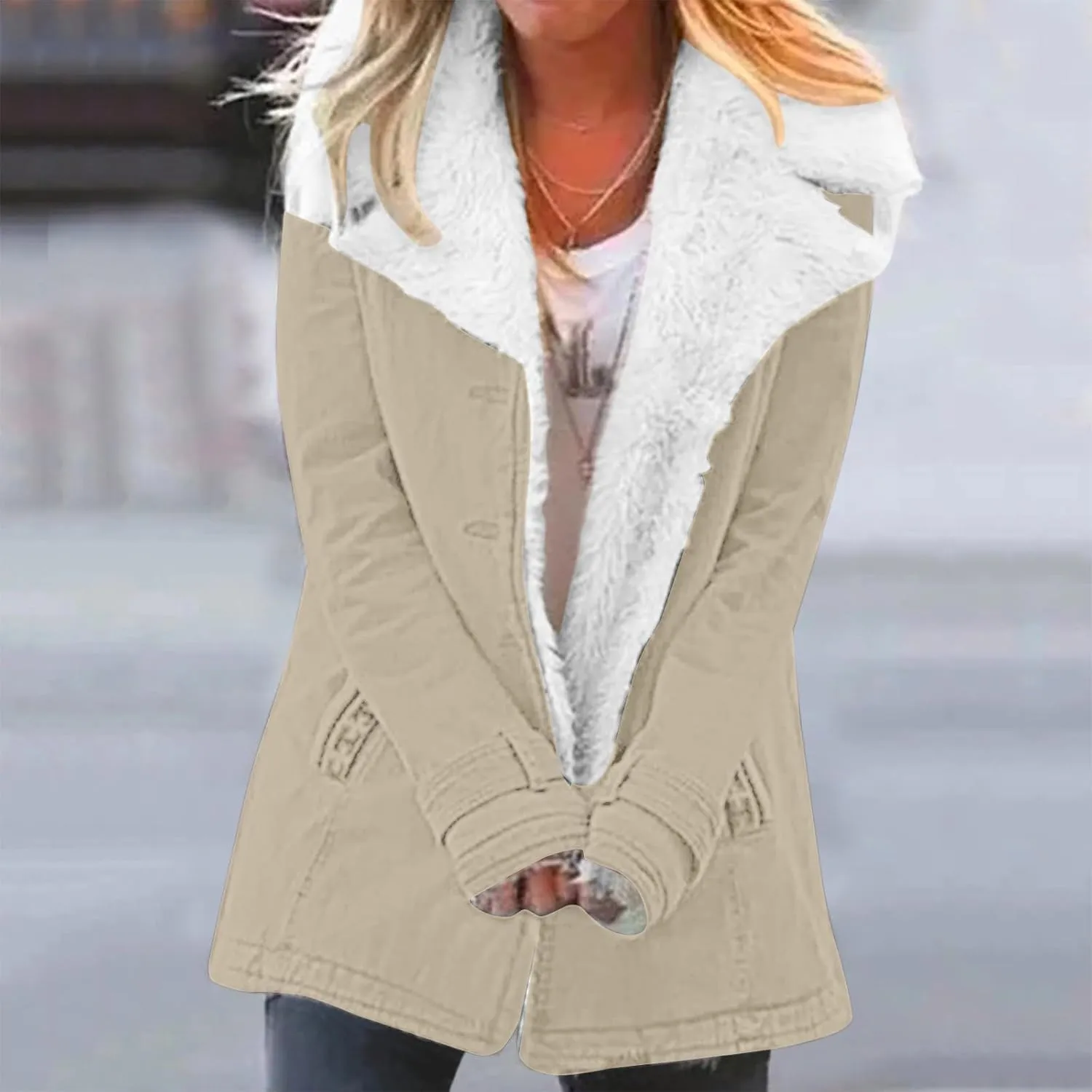 LCMTWX Women's 2023 Fashion Winter Coat Jacket Womens Winter Slim Women's Coat Coats for Women Women'S Fur Faux Fur Jackets