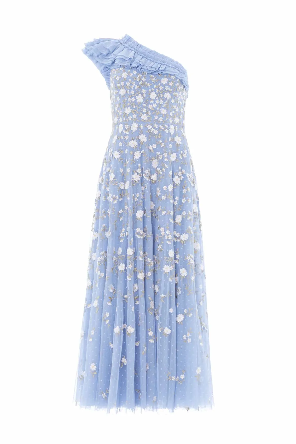 Lea Ditsy One-Shoulder Ankle Gown Fit Easy