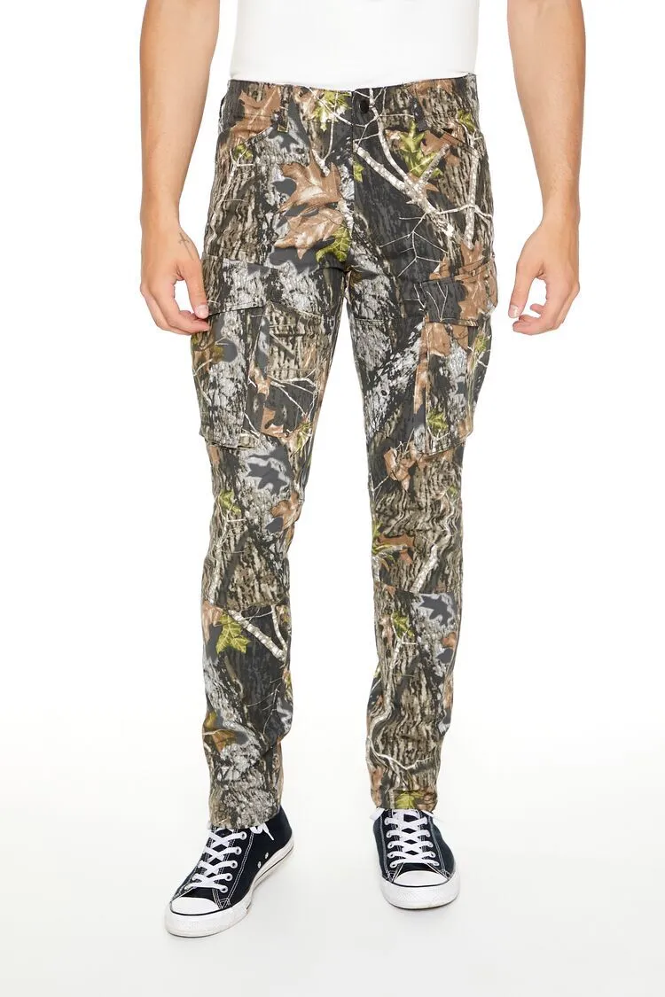 Leaf Print Slim-Fit Pants