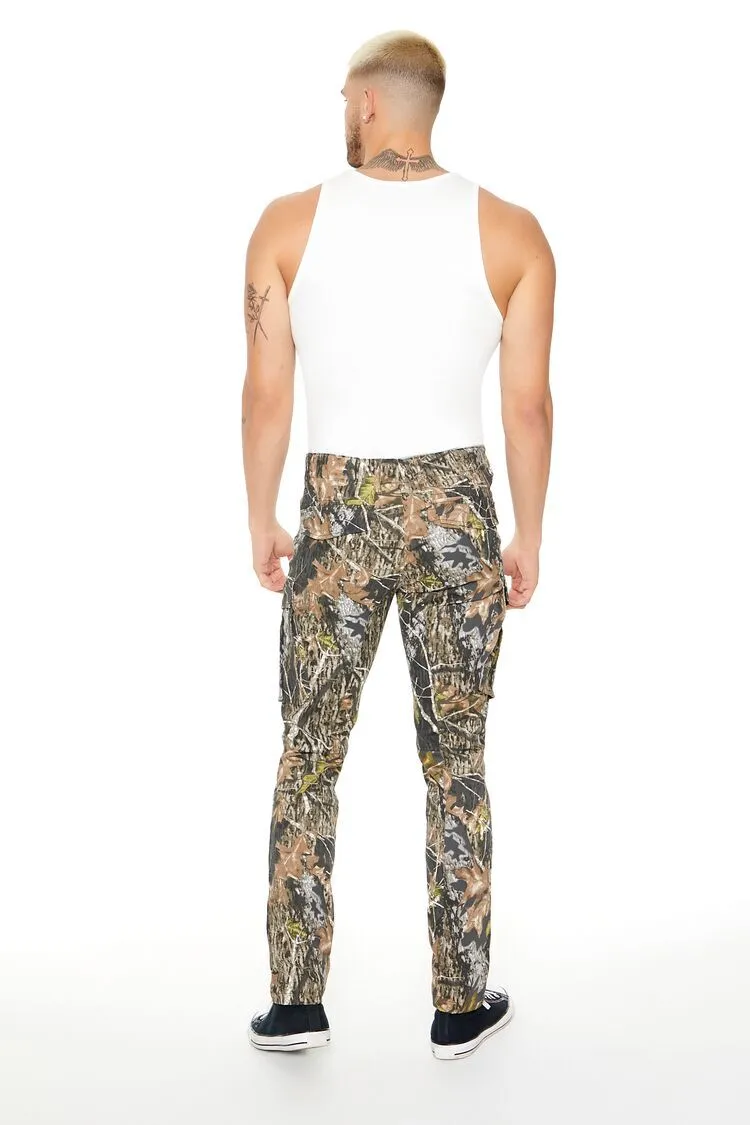 Leaf Print Slim-Fit Pants