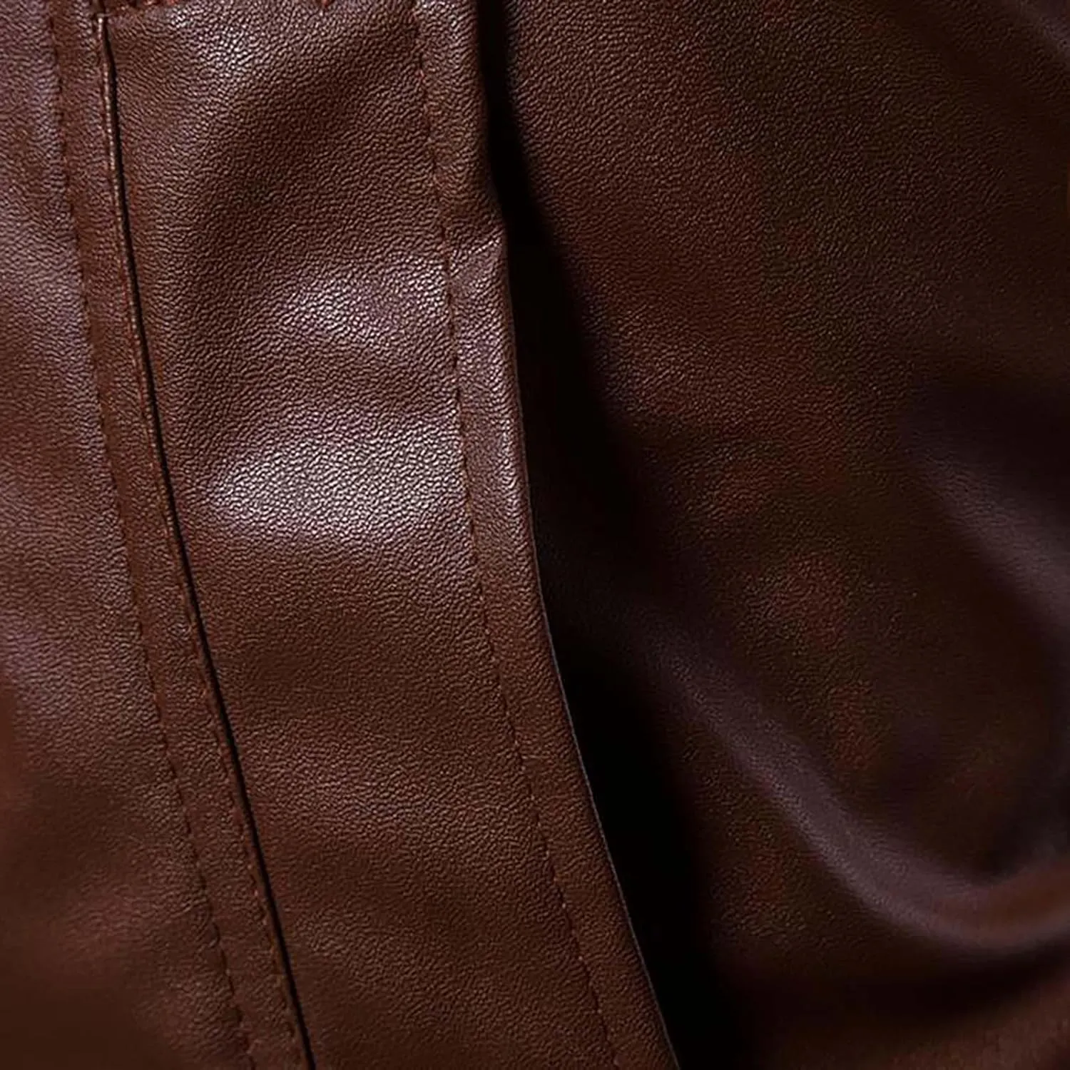 Leather Jacket Men Stand Collar Moto Jacket Zip up Biker Jacket Waterproof Windproof Winter Jacket with Zipper Pocket