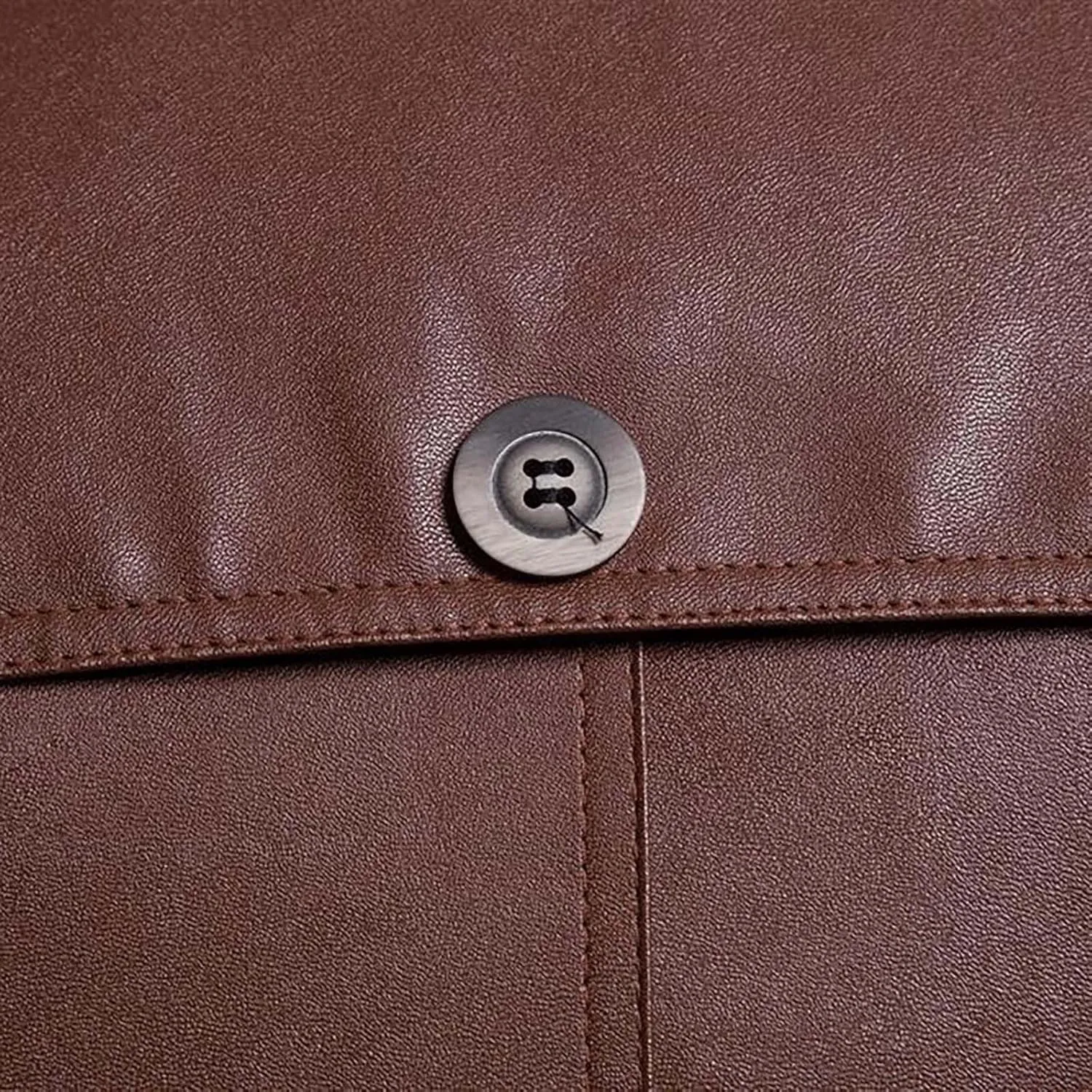 Leather Jacket Men Stand Collar Moto Jacket Zip up Biker Jacket Waterproof Windproof Winter Jacket with Zipper Pocket