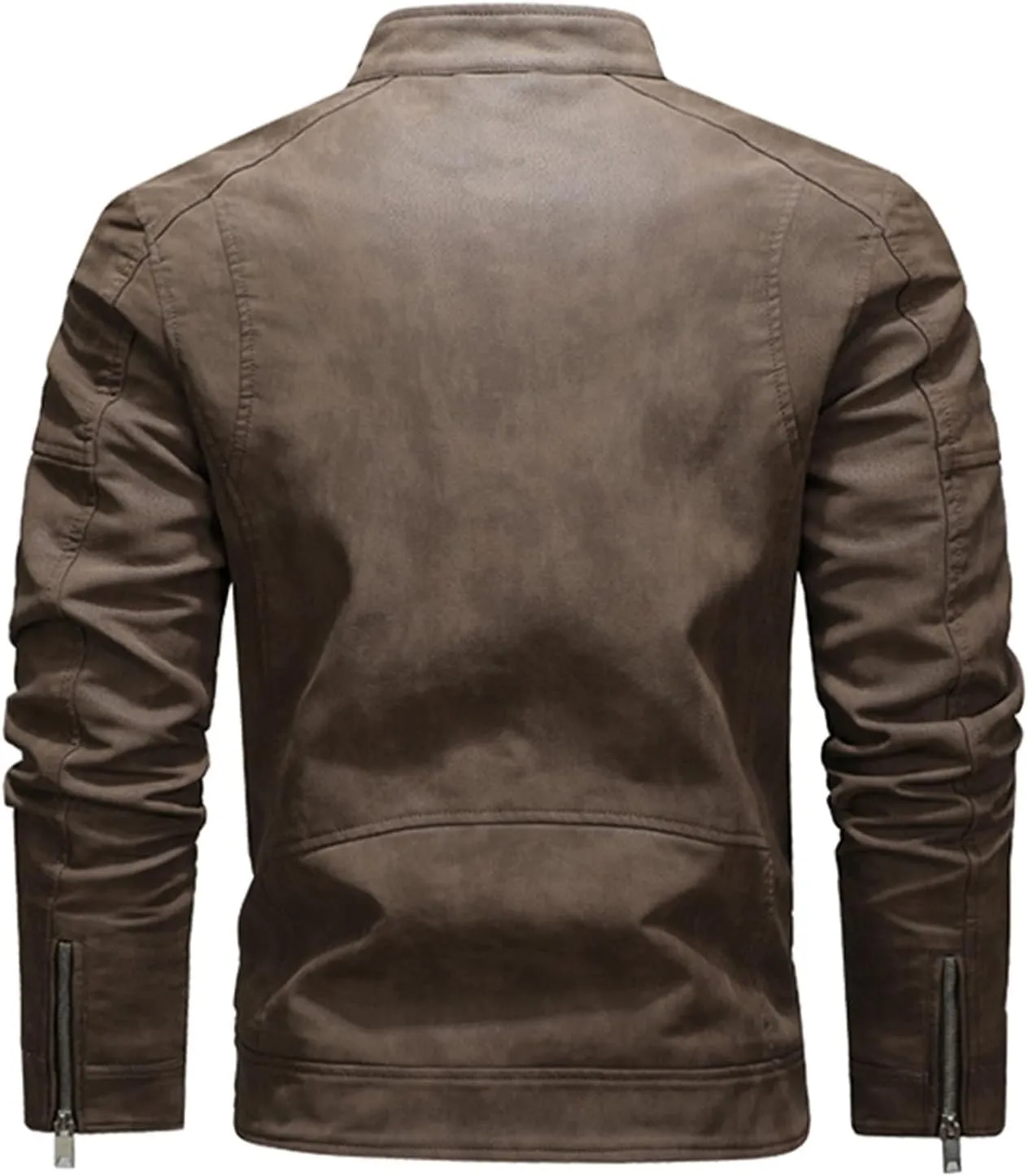 Leather Jacket Men Zip up Biker Jacket Vintage Motorcycle Jacket Stand Collar Moto Jacket Windbreaker Winter Coat