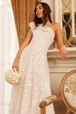 Stylish Vibe Posy Pirouette One-Shoulder Ankle Gown