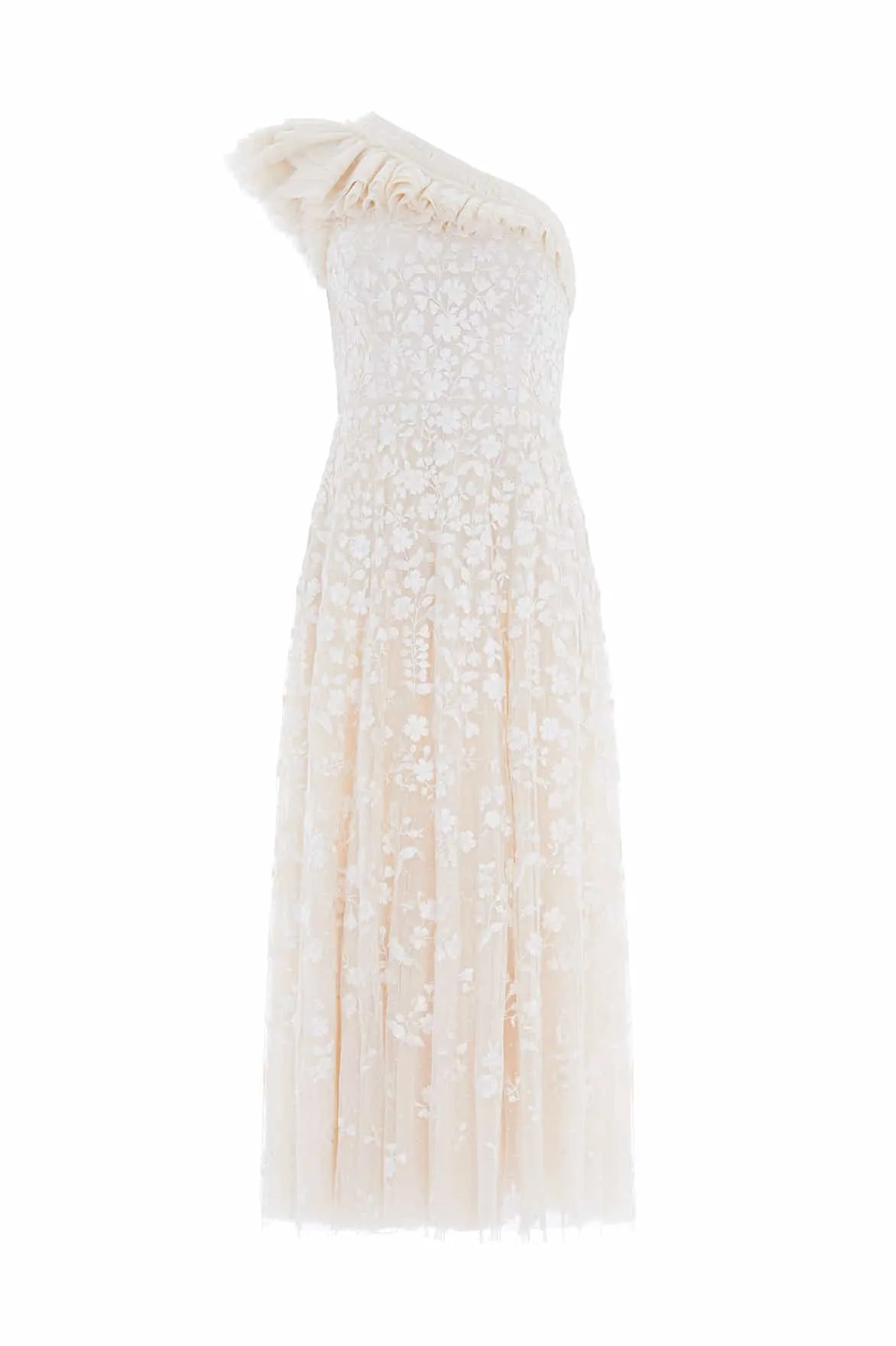 Sunset Hour Posy Pirouette One-Shoulder Ankle Gown