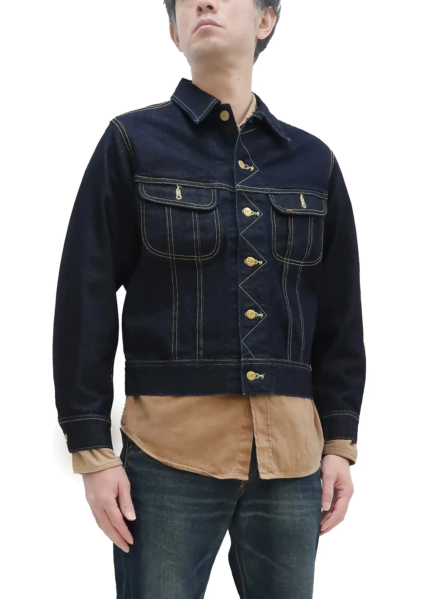 Lee Denim Jacket 101-J Men's Reissue Lee Rider 101J Jacket LM5100 LM5100-500 Rince Indigo-Blue