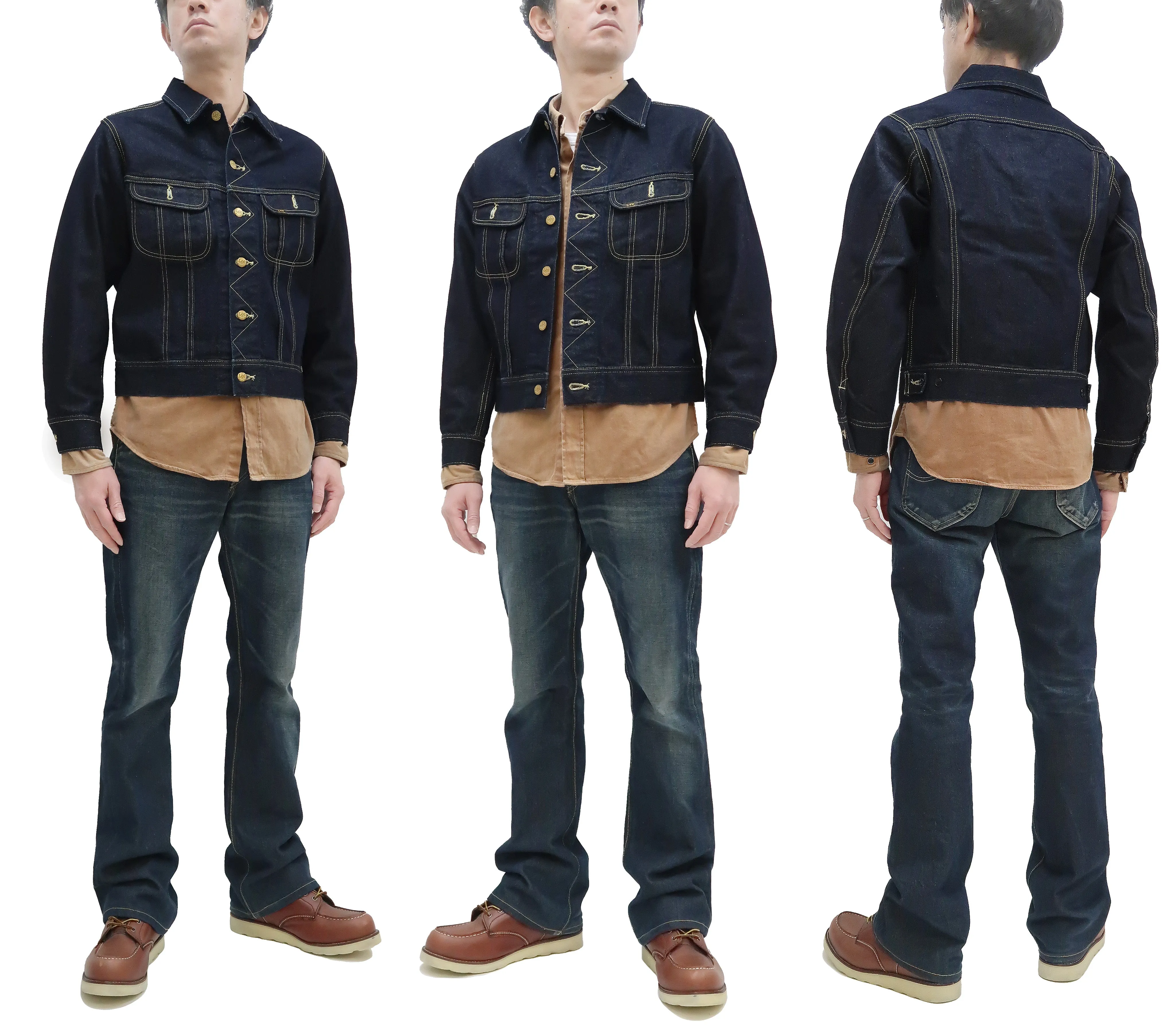 Lee Denim Jacket 101-J Men's Reissue Lee Rider 101J Jacket LM5100 LM5100-500 Rince Indigo-Blue