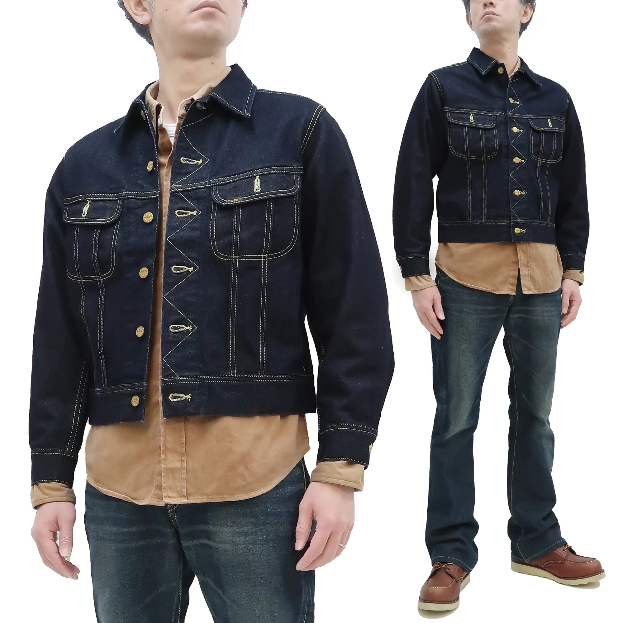 Lee Denim Jacket 101-J Men's Reissue Lee Rider 101J Jacket LM5100 LM5100-500 Rince Indigo-Blue